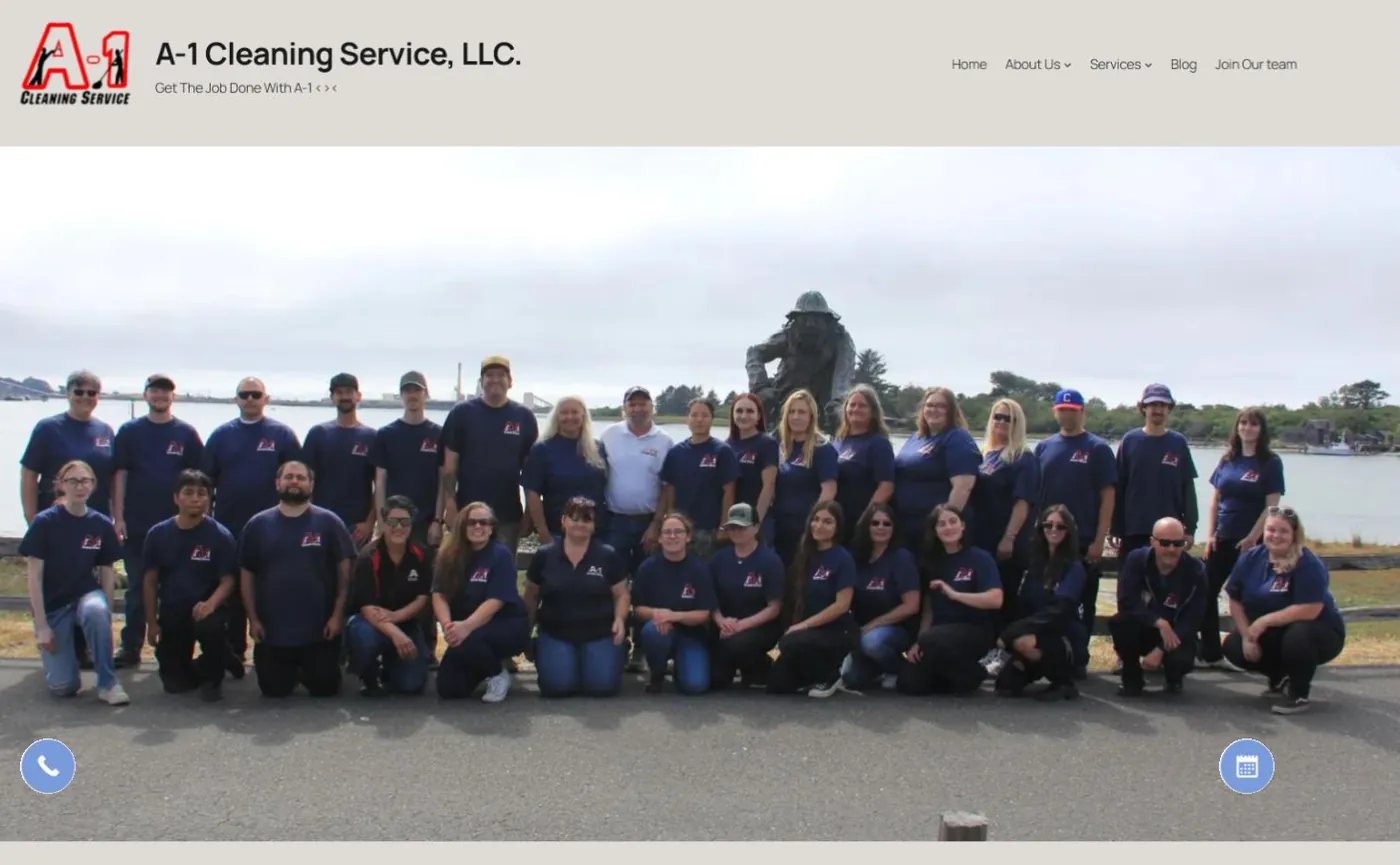 A-1 Cleaning Service website, Eureka, built by HumWeb/IT